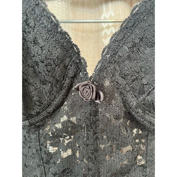 Vintage Fredricks of Hollywood 36D black lace strapless bustier bra - Picture 3 of 6